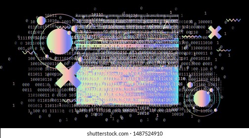 Abstract Technology Futuristic Minimal Vector Background with Holographic Geometric Shapes.