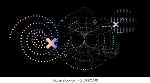 Abstract Technology Futuristic Minimal Vector Background. Conceptual illustration of Wormhole in Time and Space. 