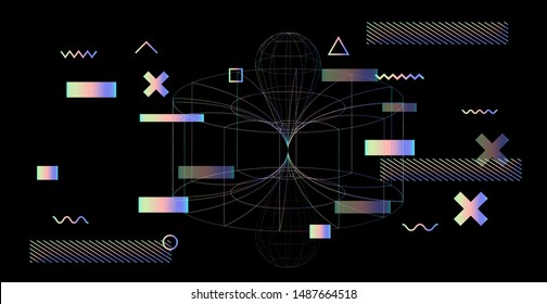 Abstract Technology Futuristic Minimal Vector Background. Conceptual illustration of Wormhole in Time and Space. 