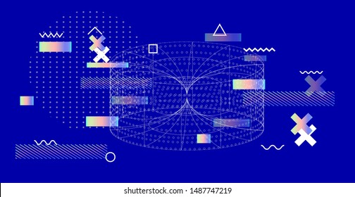 Abstract Technology Futuristic Minimal Vector Background. Conceptual illustration of Wormhole in Time and Space. 