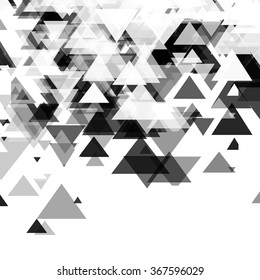 Abstract, technology, futuristic monochrome background with a pattern of triangles. Template design for slide show, presentation, flyer, banner, identity, poster. Vector.