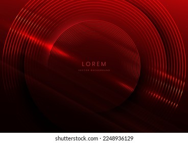 Abstract technology futuristic neon circle glowing red light lines on dark blue background. Vector illustration