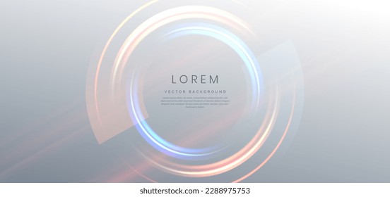 Abstract technology futuristic neon circle glowing blue and orange light lines on grey background. Vector illustration