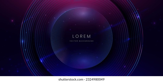 Abstract technology futuristic neon circle with glitter light and glowing effect on dark blue background. Vector illustration