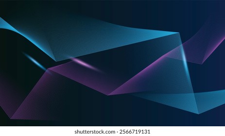 Abstract technology futuristic neon circle glowing blue and red light lines with speed motion blur effect on dark blue background. Vector illustration