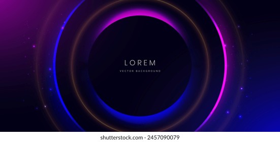 Abstract technology futuristic neon glowing blue and pink light lines with lighting effect on dark blue background. Vector illustration