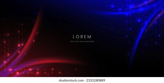 Abstract technology futuristic neon light curved red and blue on black background. You can use for ad, poster, template, business presentation. Vector illustration