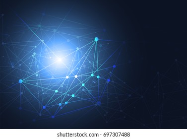 Abstract technology futuristic network with dark background. Vector illustration