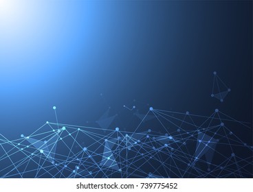 Abstract technology futuristic network with dark background. Vector illustration