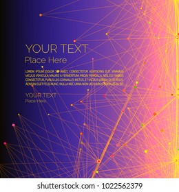 Abstract technology futuristic network. Light multicolor background mesh polygonal background. Polygonal vector background.Purple and orange abstract node connected futuristic technology background. 