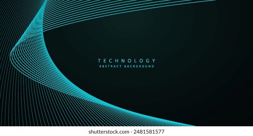 Abstract technology futuristic on dark background. Neon glowing lines elements. Shiny moving lines design. Modern graphic. Suit for website, business, brochure, corporate,presentation, banner, cover. 