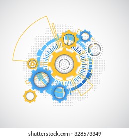 Abstract technology gears background.  Futuristic style. Vector illustration