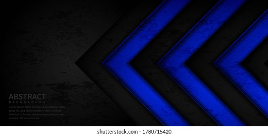 Abstract technology geometric arrows blue and black with grunge texture background. Vector illustration 