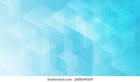 Abstract technology geometric background with 3d shiny cubes and lines. Vector futuristic modern design