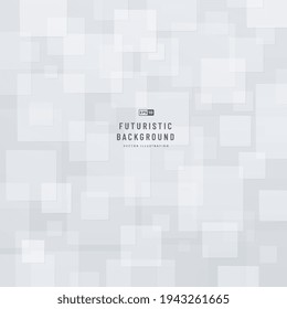 Abstract technology geometric background with copy space, Square white and grey color pattern. Modern and minimal concept. You can use for cover, poster, banner web, Landing page, Print ad.