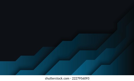 Abstract technology geometric blue and black color with blue light on black background.