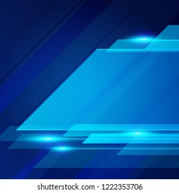 Abstract technology geometric blue color shiny motion background. Template with header and footer for brochure, print, ad, magazine, poster, website, magazine, leaflet, annual report. Vector corporate