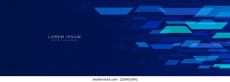 Abstract technology geometric blue motion background. Modern geometric speed design. Futuristic digital hi tech concept. Suit for cover, header, corporate, banner, website. Vector illustration