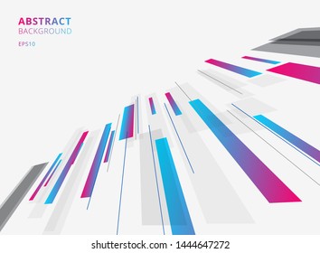 Tecnología abstracta geométrica azul y gradiente rosado color brillante movimiento diagonalmente perspectiva fondo. Plantilla para folletos, impresos, anuncios, revistas, carteles, sitios web, revistas, folletos