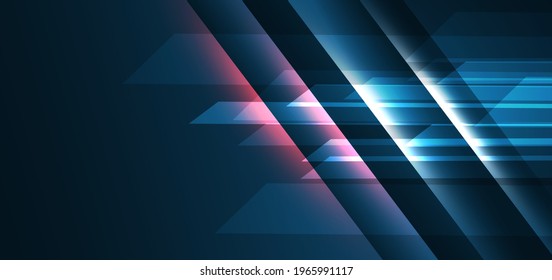 Abstract technology geometric overlapping hi speed line movement design background with copy space for text. Vector illustration