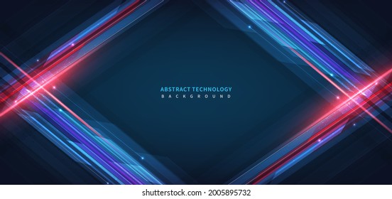 Abstract technology geometric overlapping hi speed line movement design background with copy space for text. Vector illustration