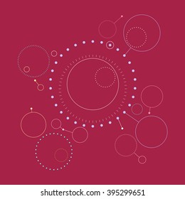 Abstract Technology Geometric  Pink Background,  Circles and Nodes,   Line Style Design, Abstract Data Type, Vector Illustration