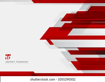 Abstract Technology Geometric Red Color Shiny Motion Background. Template With Header And Footer For Brochure, Print, Ad, Magazine, Poster, Website, Magazine, Leaflet, Annual Report. Vector Corporate