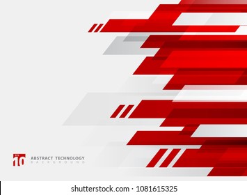 Abstract technology geometric red color shiny motion background. Template with header and footer for brochure, print, ad, magazine, poster, website, magazine, leaflet, annual report. Vector corporate