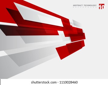 Abstract technology geometric red color shiny motion background. Template with header and footer for brochure, print, ad, magazine, poster, website, magazine, leaflet, annual report. Vector