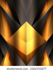 Abstract Technology Geometric Shape Black and Gold Background