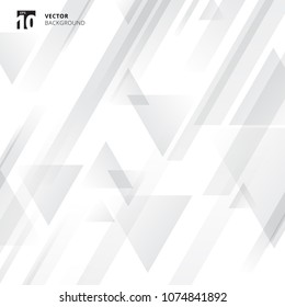 Abstract technology geometric triangles overlay motion gradient gray color on white background. Vector illustration