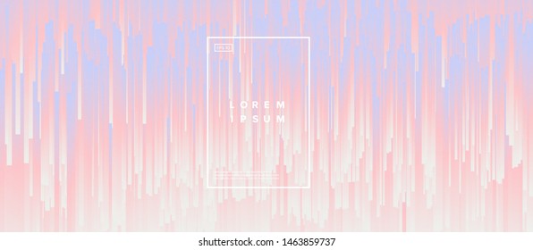 Abstract technology glitch art vector background with neon gradient lines in random chaotic order. Synthwave/ vaporwave/ cyberpunk futuristic style.