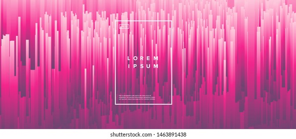 Abstract technology glitch art vector background with neon gradient lines in random chaotic order. Synthwave/ vaporwave/ cyberpunk futuristic style.