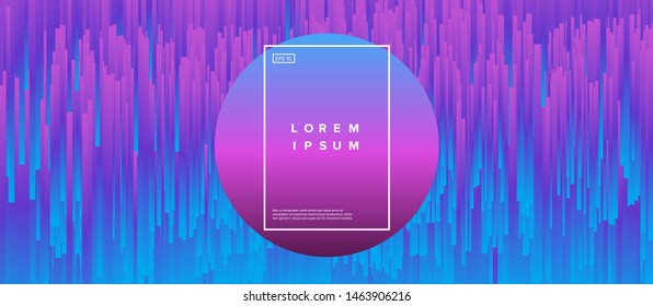 Abstract technology glitch art vector background with neon gradient lines in random chaotic order. Synthwave/ vaporwave/ cyberpunk futuristic style.