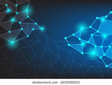 Abstract Technology Global Network Connection Polygon Neon Dots and Stripes. vector illustration stock illustration.