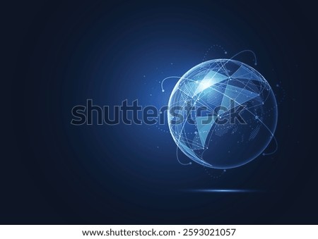 Abstract technology global network connection design. Communication glowing lines link data of business. Vector Illustration