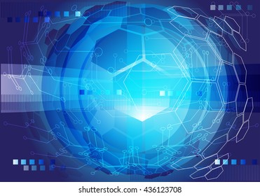 Abstract technology globe blue light design background vector illustration.