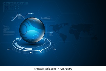 abstract technology globe on innovation sci fi pattern concept background design