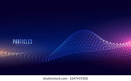 diseño de fondo de partículas de onda brillante con tecnología abstracta