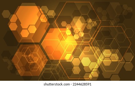 Abstract technology gold hexagon geometric overlap futuristic design creative ultramodern background vector illustrtation.