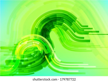 Abstract technology green circled lines vector background