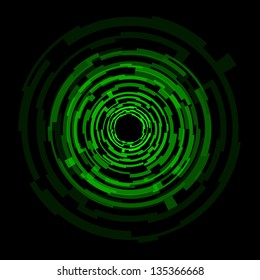 Abstract technology green circles background, vector illustration