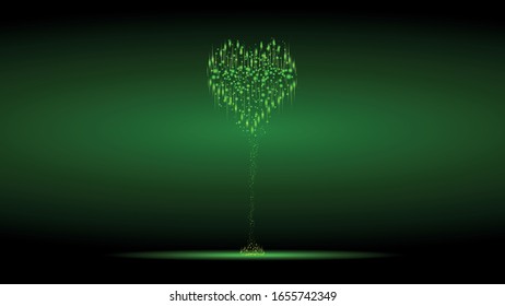 Abstract technology green environment, science and love emotion design background
