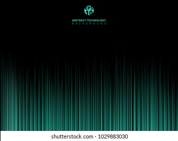 Abstract technology green light lazer lines vertical pattern on dark background. Vector graphic illustration