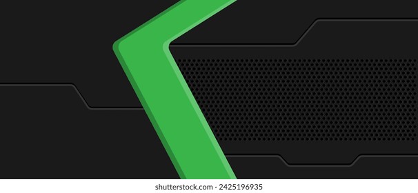 Abstract technology green light line grey texture black circuit cyber circle mesh geometric design modern futuristic creative background vector illustration.