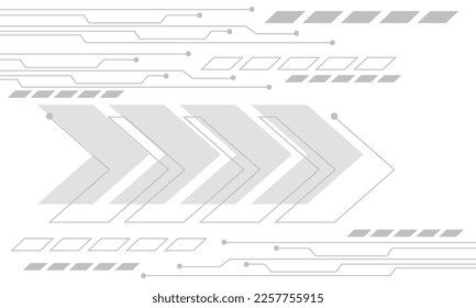 Abstract technology grey arrow circuit cyber direction geometric on white design modern futuristic background vector illustration.