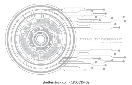 Abstract technology grey circle cyber circuit line on white futuristic design modern background vector illustration.