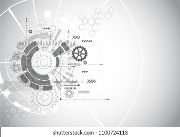 Abstract Technology Grey geometric background with gear shape. Vector graphic design