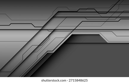 Abstract technology grey metallic black cyber line with blank space geometric design modern futuristic creative background vector illustration.