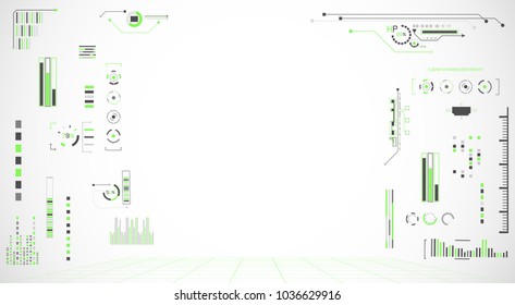 abstract technology grey white background with various technology concept elements digital data chart hi tech,template virtual,technological hud interface hologram innovation circle.illustration